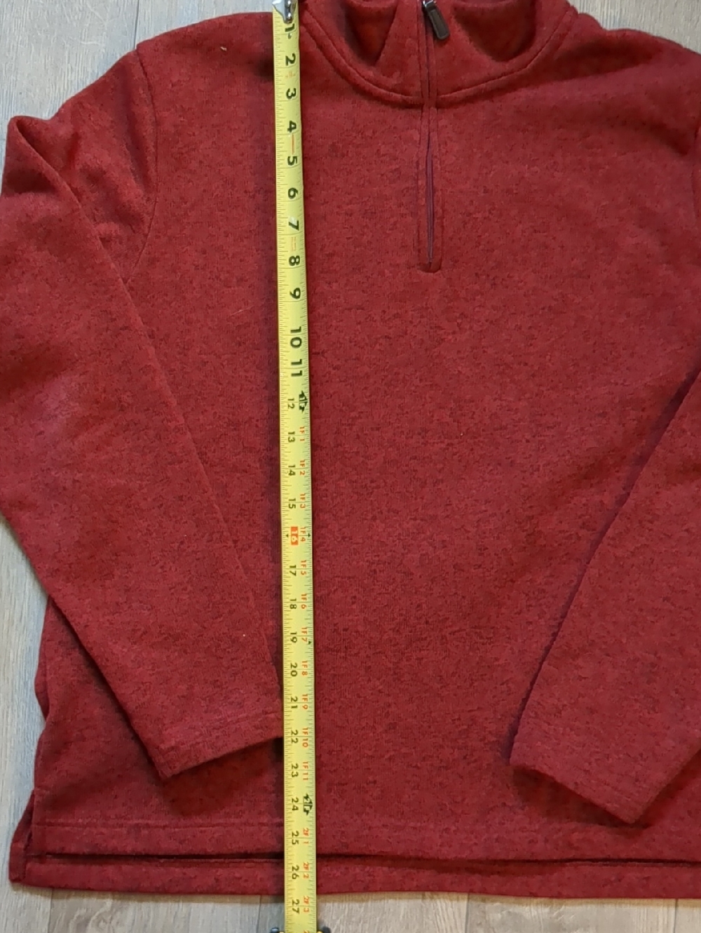 MENS WRANGLER AUTHENTICS 1/4 ZIP SWEATER PULLOVER (HEATHER RED) SIZE L - Picture 6 of 8